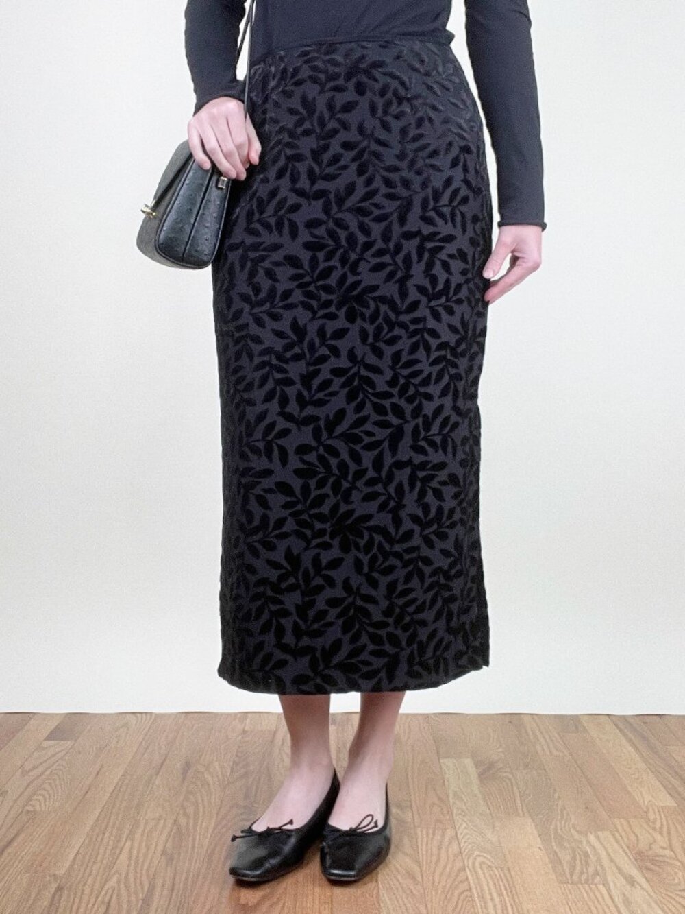 Vintage 90s Y2K Whimsigoth Witchy Midi Column Skirt Fall High Waist or Low Rise - Picture 5 of 9